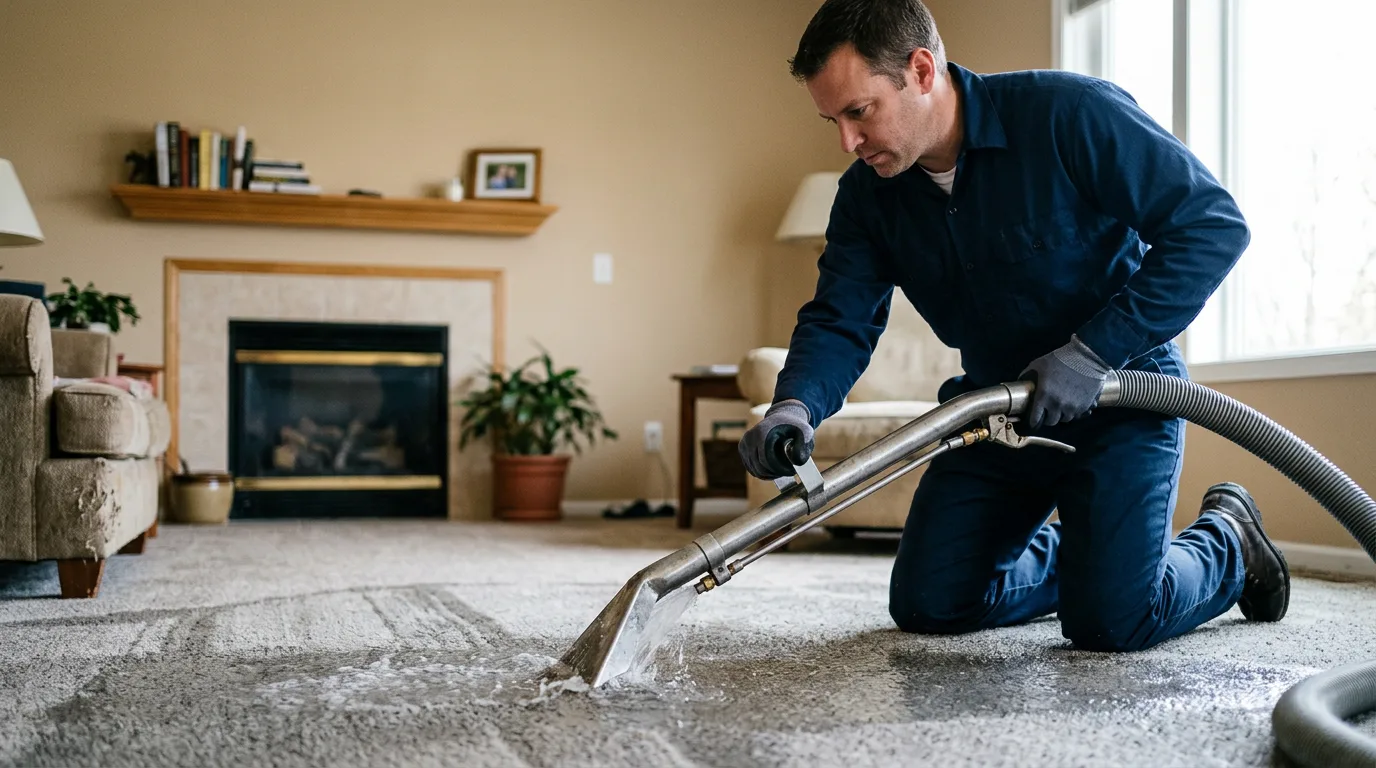 Water damage restoration technician working near Spring Valley, IL